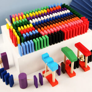Rainbow Wooden Domino Set - Educational STEM Toy